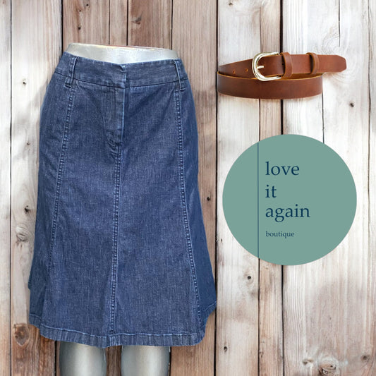 L.L. Bean Denim Jean A-Line Skirt Size Large