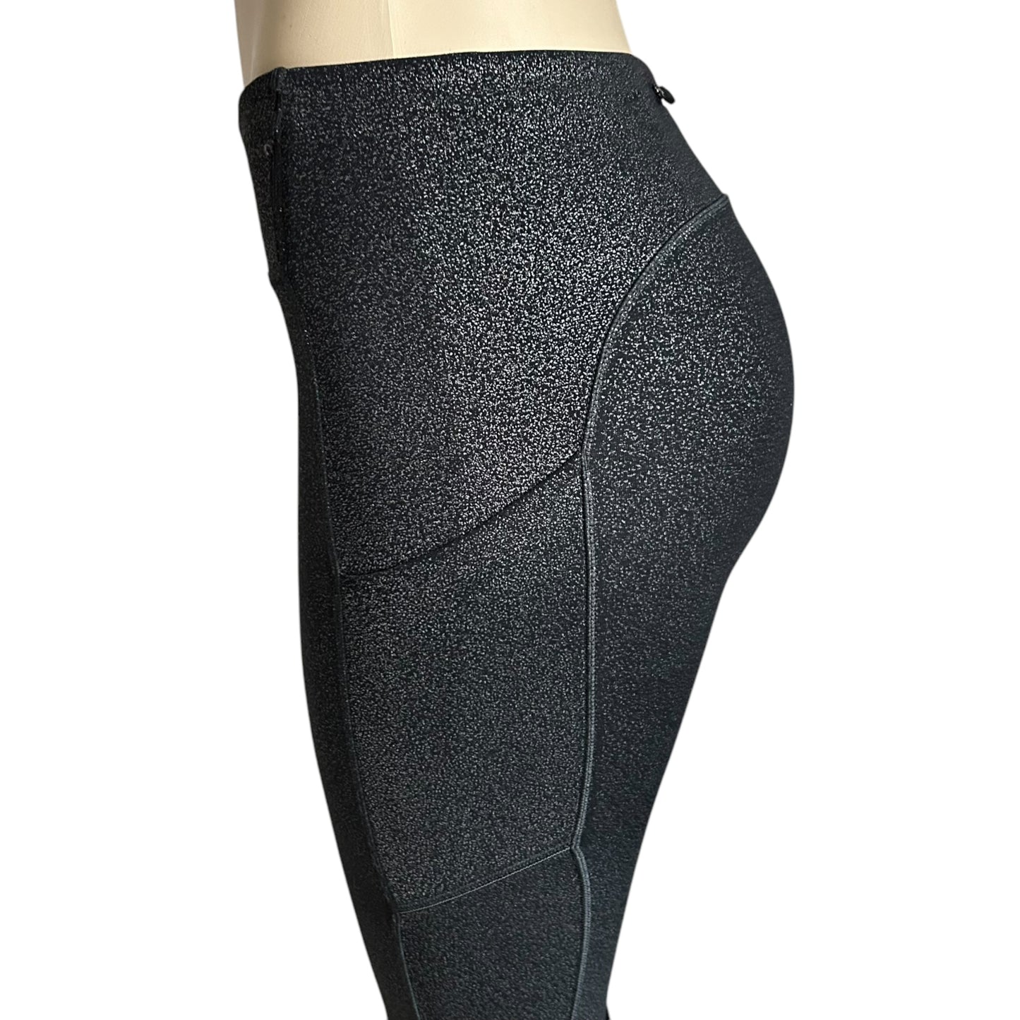 Lulu Size 4 Speed Up Tight Legging Luminosity Foil Print Black Silver