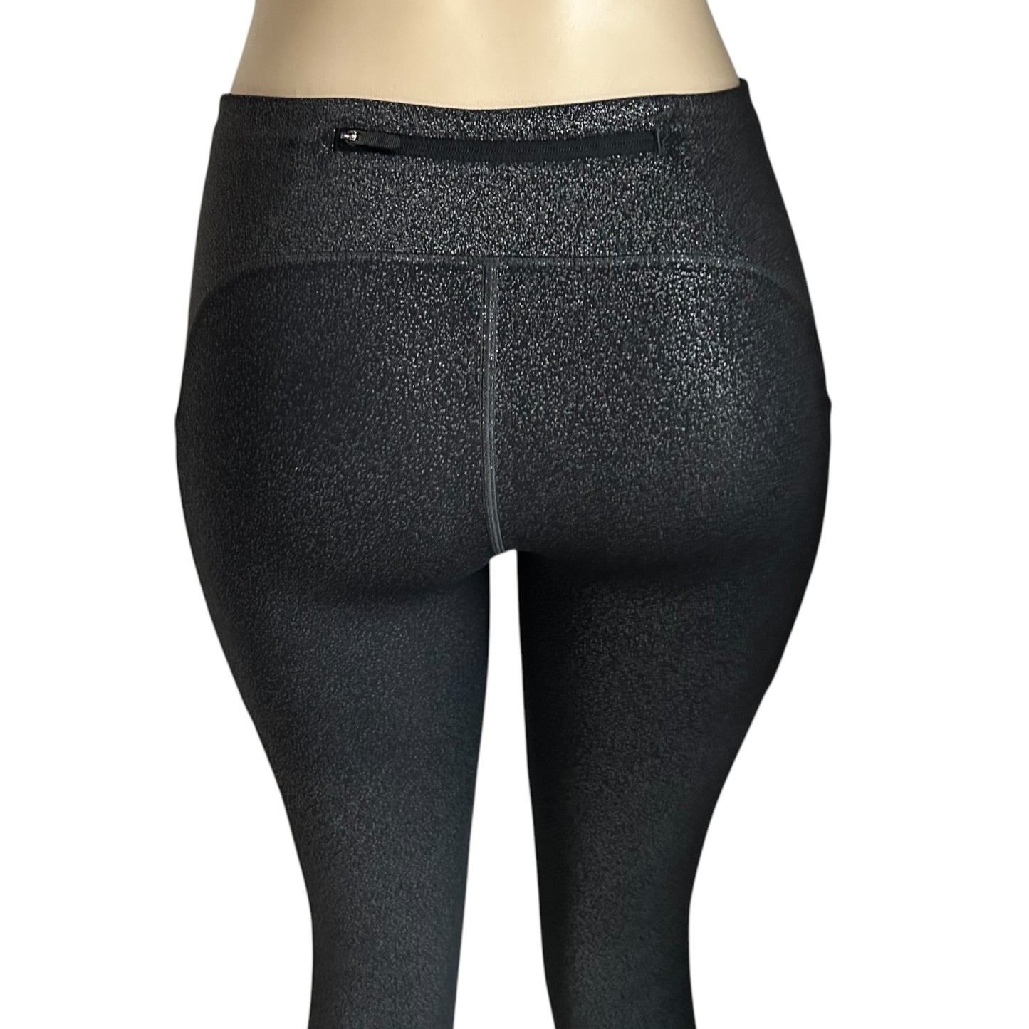 Lulu Size 4 Speed Up Tight Legging Luminosity Foil Print Black Silver