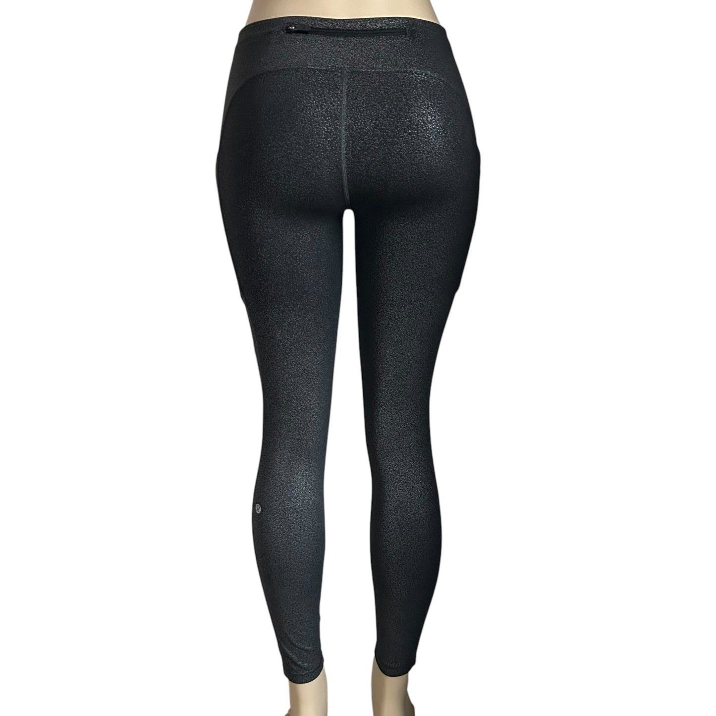 Lulu Size 4 Speed Up Tight Legging Luminosity Foil Print Black Silver