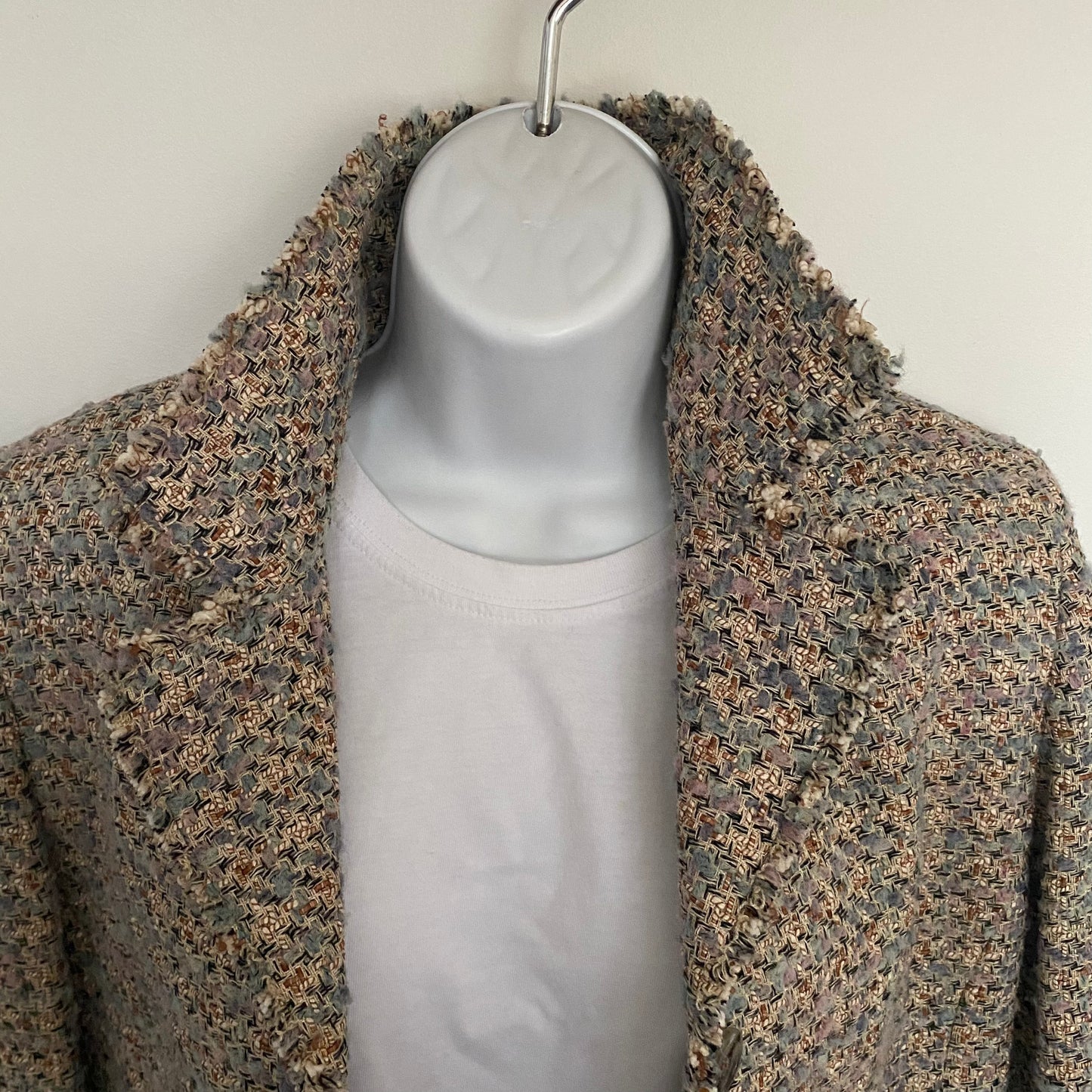 Vintage Tweed Blazer Jacket Fringe Trims Size Medium